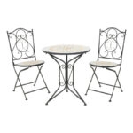 Τραπεζαρία Sellis σετ 3τεμ μωσαικό-μέταλλο μαύρο