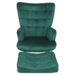 Πολυθρόνα Μπερζέρα Με Υποπόδιο ArteLibre LENNOX Πράσινο Βελούδο/Ξύλο 96x68x73cm