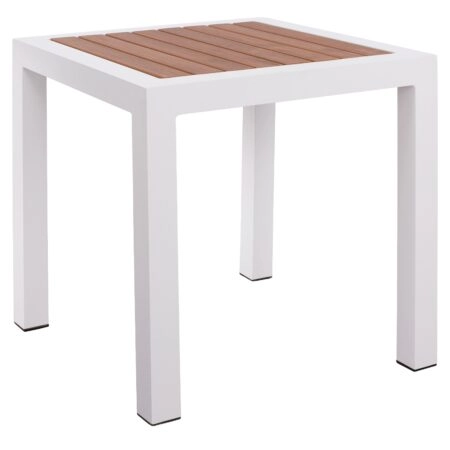 Τραπέζι Κήπου ArteLibre LOMBOK Λευκό/Καρυδί Αλουμίνιο/Polywood 45x45x45.5cm