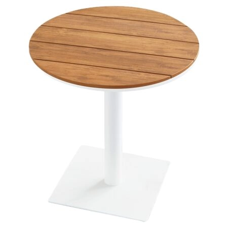 Τραπέζι Κήπου ArteLibre TENERIFE Λευκό/Καρυδί Αλουμίνιο/Polywood Φ70x72cm