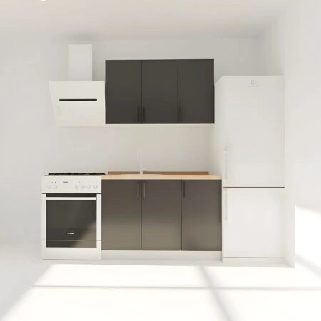 Κουζίνα Modest Σετ 4 Κουτιών Ανθρακί Άνω Κουτιά 120cm Κάτω 120cm