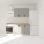 Κουζίνα Modest Σετ 4 Κουτιών Γκρι Άνω Κουτιά 120cm Κάτω 120cm