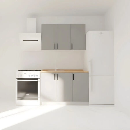 Κουζίνα Modest Σετ 4 Κουτιών Γκρι Άνω Κουτιά 120cm Κάτω 120cm