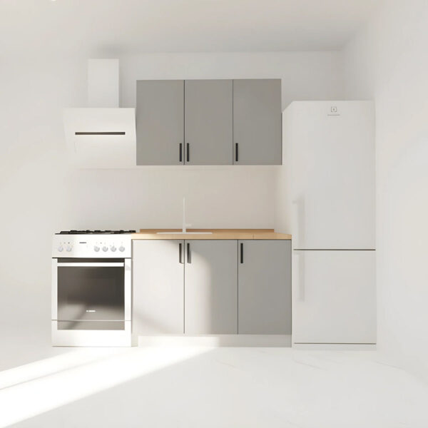 Κουζίνα Modest Σετ 4 Κουτιών Γκρι Άνω Κουτιά 120cm Κάτω 120cm
