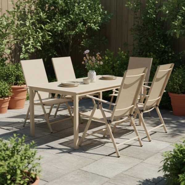 Πολυθρόνα Candor  σαμπανί μέταλλο με textilene 51.5x63.5x107εκ