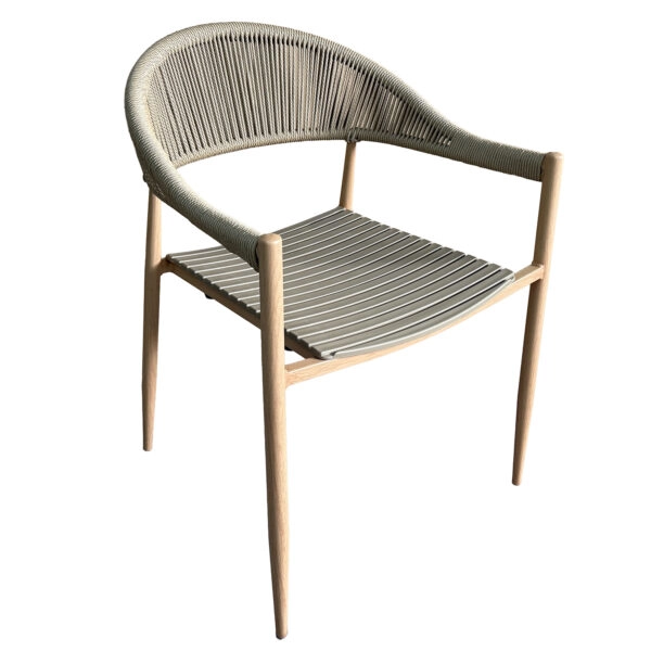 Πολυθρόνα Κήπου ArteLibre AURANA Μπεζ/Φυσικό Μέταλλο/PP/Σχοινί 57x57x76cm