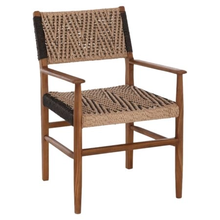 Καρέκλα Επαγγελματική ArteLibre RIVARA Καρυδί/Καφέ/Μαύρο Ξύλο/Σχοινί 59x60x86cm