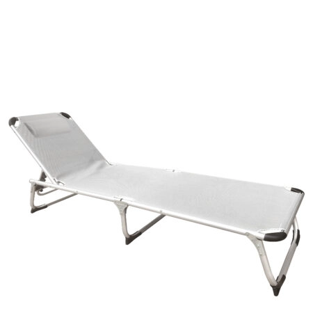 Ξαπλώστρα Παραλίας ArteLibre RENOA Λευκό/Ασημί Αλουμίνιο/Textilene 188x58x28/80cm