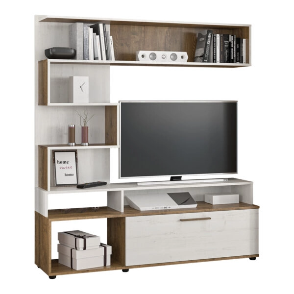 Σύνθετο σαλονιού Jasper καρυδί-αντικέ λευκό 151.5x37.5x169.5εκ