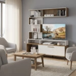 Σύνθετο σαλονιού Jasper καρυδί-αντικέ λευκό 151.5x37.5x169.5εκ