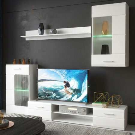 Σύνθετο σαλονιού Saleto  λευκό 230.2x39.6x202.4εκ