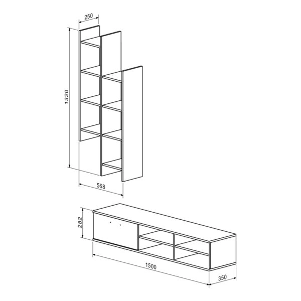 Σύνθετο σαλονιού Sarona oak 150x35x160εκ