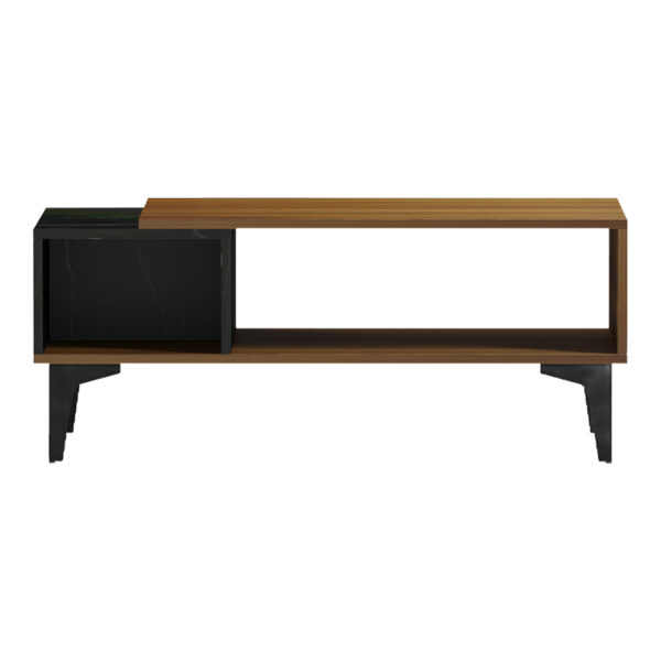 Τραπεζι σαλονιού Riba  καρυδί-μαύρη όψη μαρμάρου 90x50x37εκ