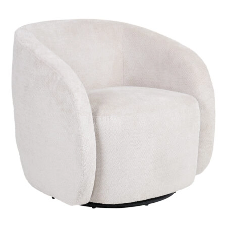 Πολυθρόνα Barrelo pakoworld περιστρεφόμενη με κρεμ ύφασμα 77x72x69εκ