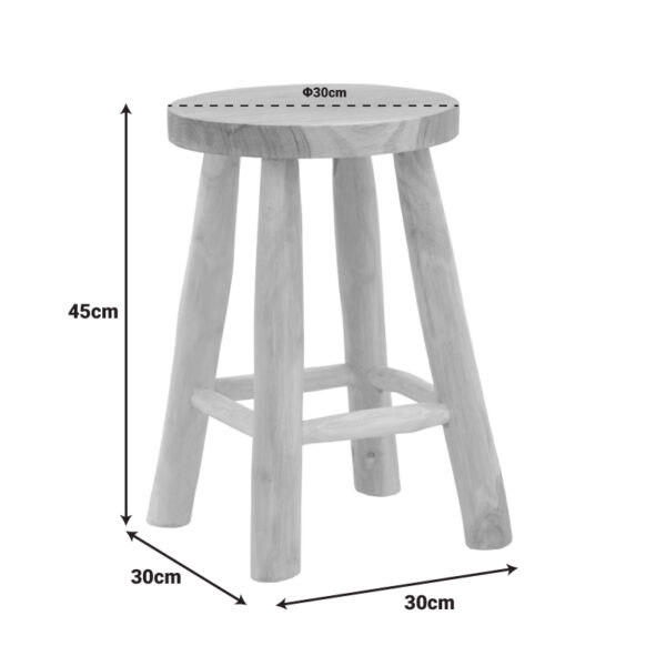 Σκαμπό Sega teak ξύλο σε φυσική απόχρωση Φ30x45εκ