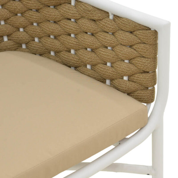 Πολυθρόνα Ortegia  αλουμίνιο με λευκό σκελετό- χακί σχοινί 57x62x82εκ