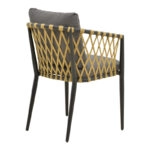 Πολυθρόνα Peluxe αλουμίνιο ανθρακί-pe σχοινί φυσικό-μαξιλάρια γκρι 54x62x84εκ