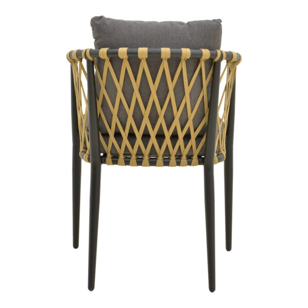 Πολυθρόνα Peluxe αλουμίνιο ανθρακί-pe σχοινί φυσικό-μαξιλάρια γκρι 54x62x84εκ