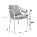 Πολυθρόνα Peluxe  αλουμίνιο λευκό-pe σχοινί φυσικό-μαξιλάρια μπεζ 54x62x75,5εκ