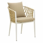 Πολυθρόνα Peluxe  αλουμίνιο λευκό-pe σχοινί φυσικό-μαξιλάρια μπεζ 54x62x75,5εκ