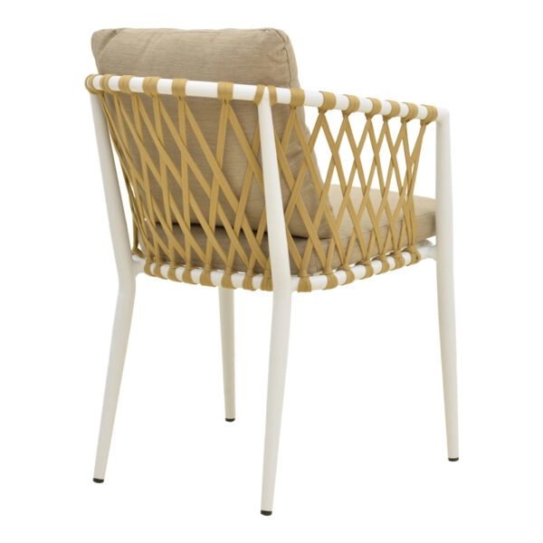 Πολυθρόνα Peluxe  αλουμίνιο λευκό-pe σχοινί φυσικό-μαξιλάρια μπεζ 54x62x75,5εκ