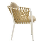 Πολυθρόνα Peluxe  αλουμίνιο λευκό-pe σχοινί φυσικό-μαξιλάρια μπεζ 54x62x75,5εκ