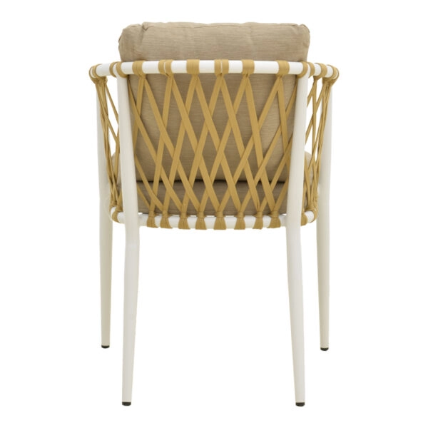 Πολυθρόνα Peluxe  αλουμίνιο λευκό-pe σχοινί φυσικό-μαξιλάρια μπεζ 54x62x75,5εκ