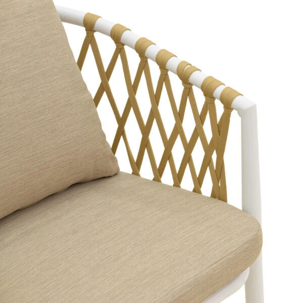 Πολυθρόνα Peluxe  αλουμίνιο λευκό-pe σχοινί φυσικό-μαξιλάρια μπεζ 54x62x75,5εκ