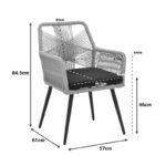 Πολυθρόνα Andros αλουμίνιο σε μαύρη- pe σχοινί μπεζ 57x61x84,5εκ