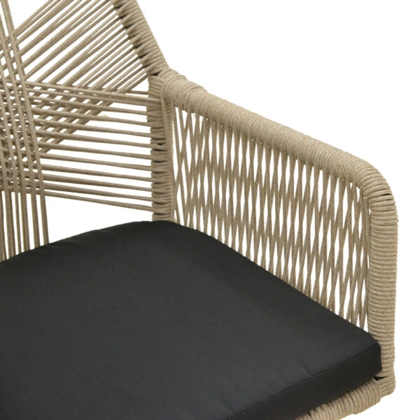 Πολυθρόνα Andros αλουμίνιο σε μαύρη- pe σχοινί μπεζ 57x61x84,5εκ