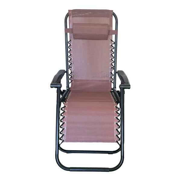 Πολυθρόνα relax πτυσσόμενη Mirka textilene-μέταλλο σε καφέ-μαύρη απόχρωση 65x165x110εκ