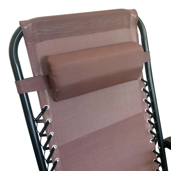 Πολυθρόνα relax πτυσσόμενη Mirka textilene-μέταλλο σε καφέ-μαύρη απόχρωση 65x165x110εκ