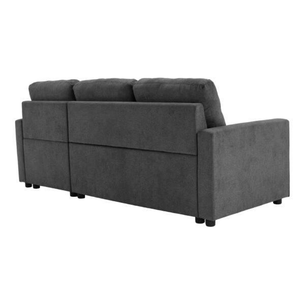 Γωνιακός αναστρέψιμος καναπές κρεβάτι Napora  με αποθηκευτικό χώρο ανθρακί ύφασμα 214x83/138x90εκ