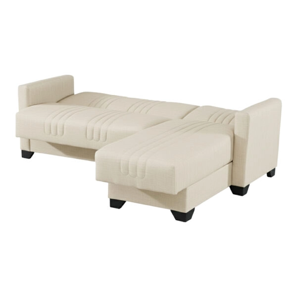 Γωνιακός καναπές-κρεβάτι αναστρέψιμος Stashio  ύφασμα κρεμ 202x143x84εκ