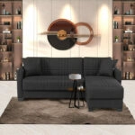 Γωνιακός καναπές-κρεβάτι αναστρέψιμος Stashio  ύφασμα ανθρακί 202x143x84εκ