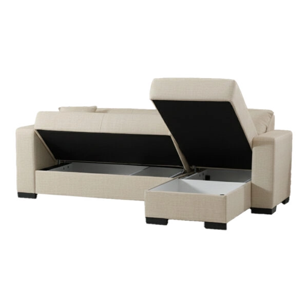 Γωνιακός καναπές-κρεβάτι αναστρέψιμος Dumma ύφασμα κρεμ 226x148x86εκ