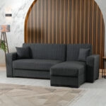 Γωνιακός καναπές-κρεβάτι αναστρέψιμος Dumma ύφασμα ανθρακί 226x148x86εκ