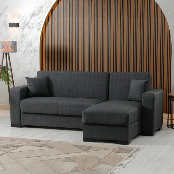 Γωνιακός καναπές-κρεβάτι αναστρέψιμος Dumma ύφασμα ανθρακί 226x148x86εκ