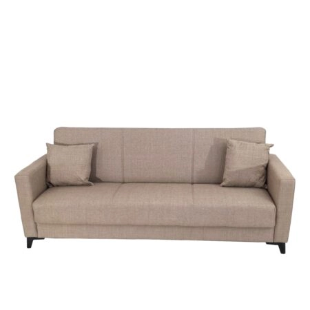 Artekko Pixie Μπεζ Τριθέσιος Καναπές Κρεβάτι με Αποθηκευτικό Χώρο (205x80x85)cm Κρεβάτι (180x100x45)cm