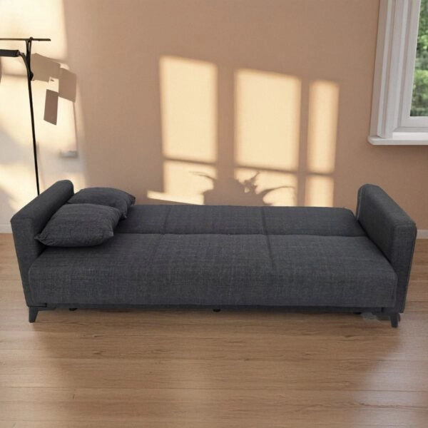 Artekko Pixie Γκρι Τριθέσιος Καναπές Κρεβάτι με Αποθηκευτικό Χώρο (205x80x85)cm Κρεβάτι (180x100x45)cm