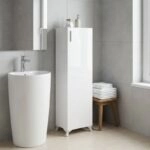 Ντουλάπι κουζίνας - μπάνιου Mine Megapap χρώμα λευκό 30x32x128εκ.