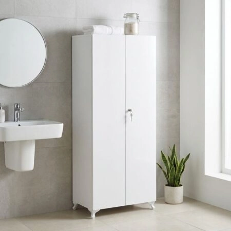 Ντουλάπα - Παπουτσοθήκη Cilem Megapap με κλειδαριά χρώμα λευκό 70x32x188εκ.