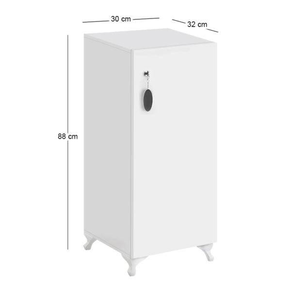 Ντουλάπι με κλειδαριά Zehra Megapap χρώμα λευκό 30x32x88εκ.