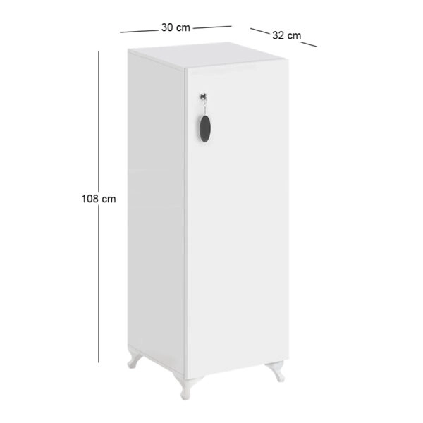Ντουλάπι με κλειδαριά Zehra Megapap χρώμα λευκό 30x32x108εκ.