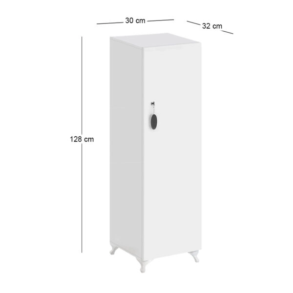 Ντουλάπι με κλειδαριά Zehra Megapap χρώμα λευκό 30x32x128εκ.