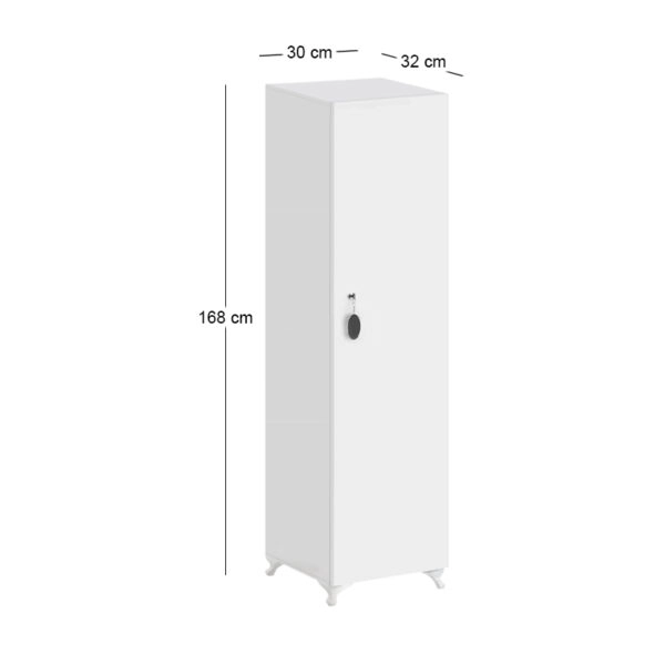 Ντουλάπι με κλειδαριά Zehra Megapap χρώμα λευκό 30x32x168εκ.