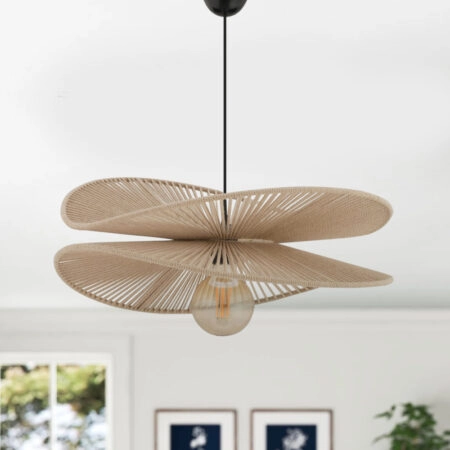 Φωτιστικό οροφής Dafodil Megapap E27 γιούτα μονόφωτο χρώμα μπεζ Ø48x55εκ.