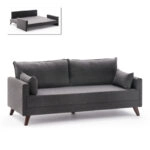 Καναπές - κρεβάτι Bella  τριθέσιος υφασμάτινος χρώμα ανθρακί 208x81x85εκ.