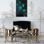 Artekko Branch Ασημί Μεταλλικό Βοηθητικό Τραπέζι με Χρυσές Λεπτομέρειες (43x43x71)cm