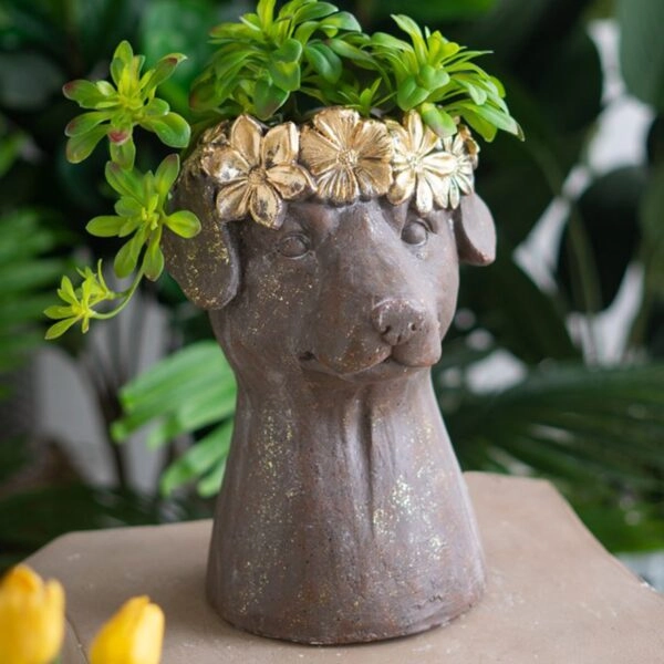 Artekko Animal Καφέ Κασπό με Κεφάλι Σκύλου από Μαγνήσιο (23.5x23.5x33)cm